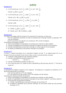 Exercices de Probabilit&eacute;s : 1C.1 &agrave; 1C.4