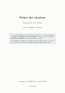 Fiches de citations : Exp&eacute;riences de la nature