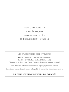 Examen de math&eacute;matiques DEVOIR SURVEILL&Eacute; 5 Lyc&eacute;e Clemenceau 2012