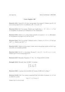 Exercices de Colle d'Alg&egrave;bre MP 2023-2024
