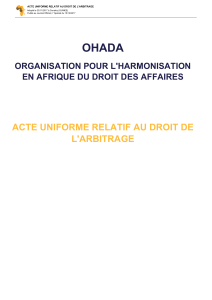 Acte Uniforme sur le Droit de l'Arbitrage OHADA 2017