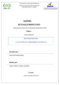 Rapport de Stage: Centrale Thermique & TED JLN