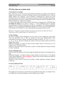 TP Physique : Chocs &Eacute;lastiques et In&eacute;lastiques