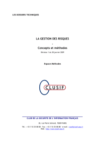 Gestion des risques : concepts et m&eacute;thodes