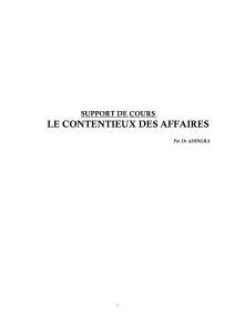 Support de cours sur le contentieux des affaires par Dr. Adingra