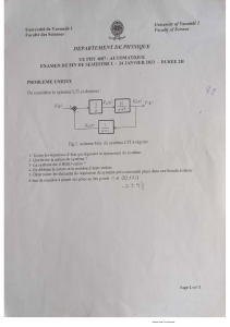 University of Yaound&eacute; 1 Automatique Exam 2023