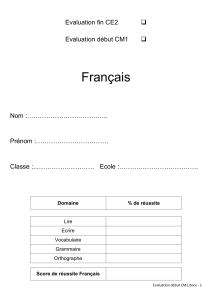 &Eacute;valuation d&eacute;but CM1 Fran&ccedil;ais