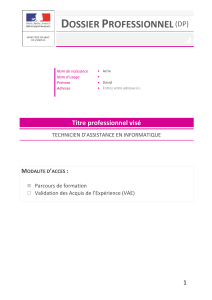 Dossier Professionnel : Technicien Assistance Informatique