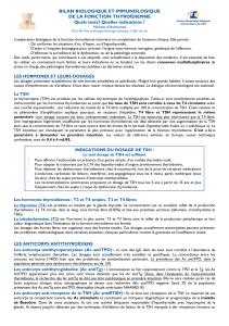 Bilan biologique et immunologique de la fonction thyro&iuml;dienne : tests et indications