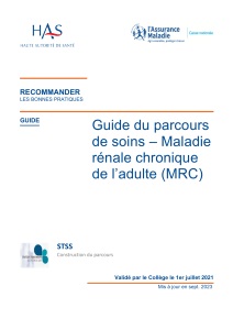 Guide parcours de soins MRC : bonnes pratiques HAS 2023