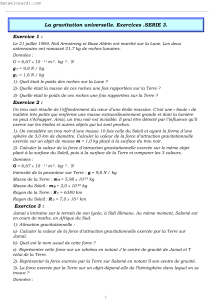 Exercices de gravitation universelle - S&eacute;rie 3