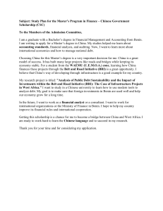 Study Plan for Master&rsquo;s in Finance - CSC Scholarship