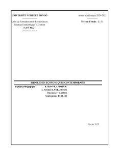 Probl&egrave;mes &Eacute;conomiques Contemporains - Cours Universitaire L1/S1