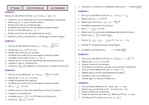 Exercices sur les suites r&eacute;elles - BAC Techniques