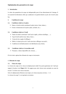 Optimisation des param&egrave;tres de coupe