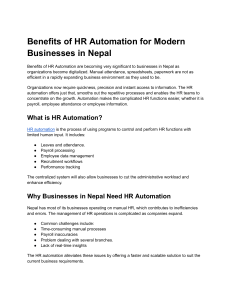 Benefits of HR Automation for Modern Businesses in Nepal