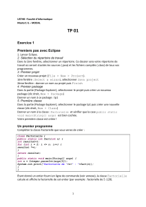 TP 01 : Premiers pas avec Eclipse - Programme Factorielle Java
