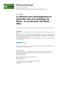 Dilemme d&eacute;veloppement-protection parcs Moyen Atlas Maroc