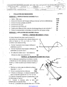 Examen de physique : Trimestre III, &Eacute;valuation n&deg;5