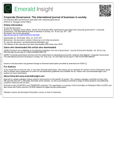 Corporate Governance and MFI Performance in Ghana: Research Findings