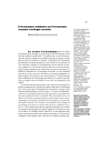 L'&eacute;conomie solidaire : une &eacute;cologie sociale