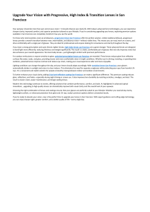 Upgrade Your Vision with Progressive, High Index & Transition Lenses in San Francisco