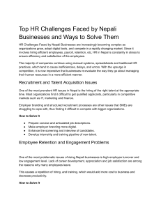 Top HR Challenges Faced by Nepali Businesses 
