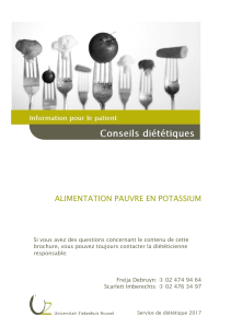 Conseils di&eacute;t&eacute;tiques : Alimentation pauvre en potassium