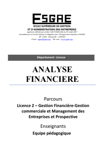 Analyse financi&egrave;re - Cours Licence 2 ESGAE