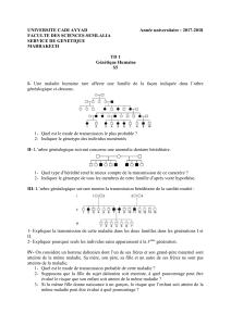 TD 1 G&eacute;n&eacute;tique Humaine S5 - Universit&eacute; Cadi Ayyad