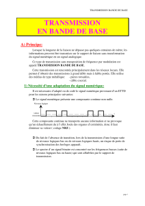 Transmission en bande de base : Codage des signaux num&eacute;riques
