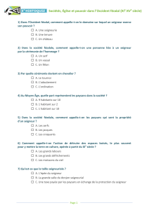 Quiz 5e Histoire : Soci&eacute;t&eacute;s f&eacute;odales (XIe-XVe s.)