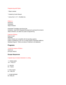 Programming with Python: Basics & Features