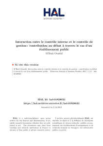 Interaction contr&ocirc;le interne et gestion: cas &eacute;tablissement public