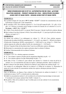 Exercices de chimie : Autoprotolyse, pH, Dosages