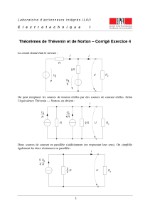 Th&eacute;or&egrave;mes de Th&eacute;venin et Norton - Exercice 4 Corrig&eacute;