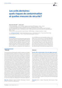 Risques de contamination et mesures de s&eacute;curit&eacute; des units dentaires