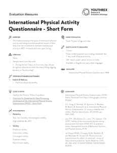International Physical Activity Questionnaire - Short Form