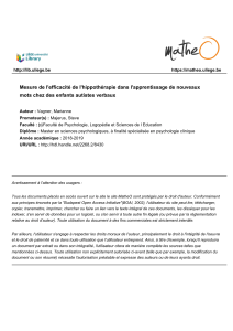 Mesure de l'efficacit&eacute; de l'hippoth&eacute;rapie chez les enfants autistes verbaux