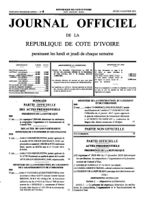 Journal Officiel de C&ocirc;te d'Ivoire du 14 janvier 2021