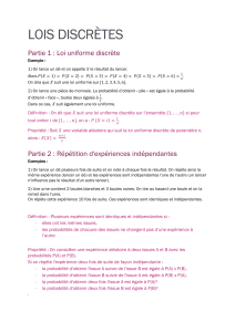 Lois Discr&egrave;tes : Cours sur les Probabilit&eacute;s Discr&egrave;tes