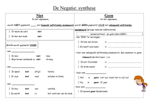 De Negatie: synthese - Nederlandse grammatica