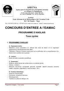 Programme d'anglais pour le concours d'entr&eacute;e &agrave; l'EAMAC