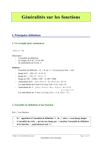 G&eacute;n&eacute;ralit&eacute;s sur les fonctions - Cours de math&eacute;matiques