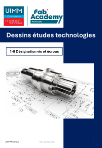 Dessins &eacute;tudes technologies : D&eacute;signation vis et &eacute;crous