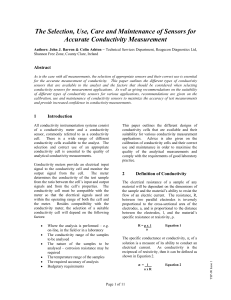 Selection, Use, Care & Maintenance of Conductivity Sensors