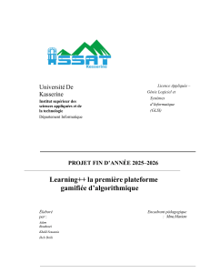 Learning++ : Plateforme gamifi&eacute;e d'algorithmique - Projet universitaire 2026