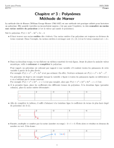 M&eacute;thode de Horner pour factoriser les polyn&ocirc;mes - Cours de math&eacute;matiques au lyc&eacute;e