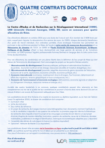 Bourses doctorales CERDI 2026-2029 : 4 contrats de th&egrave;se