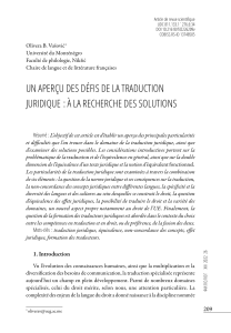 D&eacute;fis de la traduction juridique : solutions recherch&eacute;es